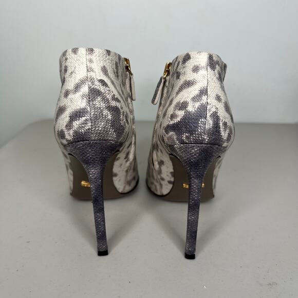 Gucci Gloria Snake Print Leather Pointed Ankle Booties Size 37 - Picture 4 of 11